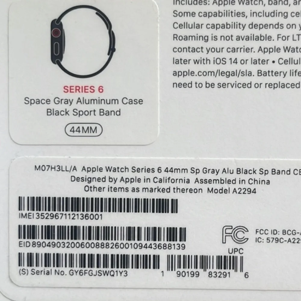- Apple Watch⌚️‼️SERIES 6, 44 mm Space Gray Aluminum Case Black Sport Band